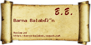 Barna Balabán névjegykártya