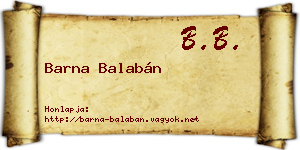 Barna Balabán névjegykártya